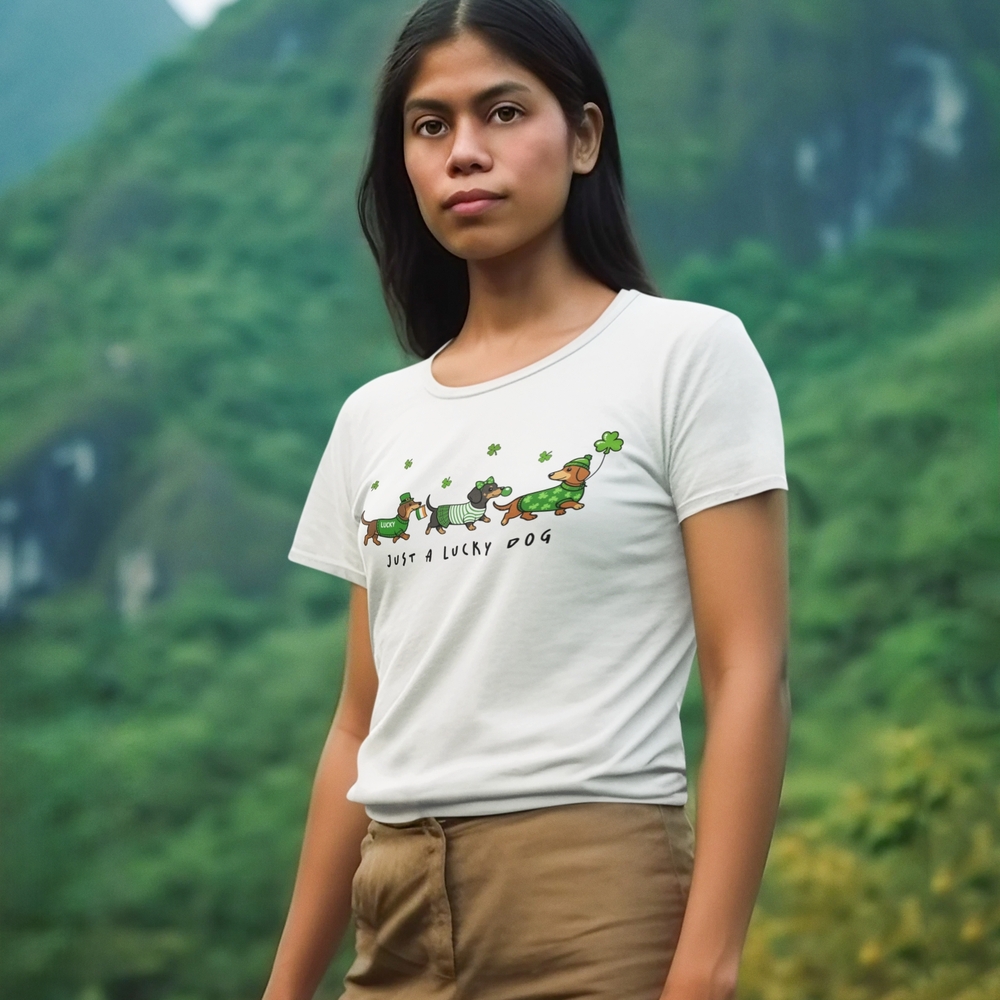 White Graphic Tee with Dog Print For St. Patrick Day Shirt - Picture 5 of 5